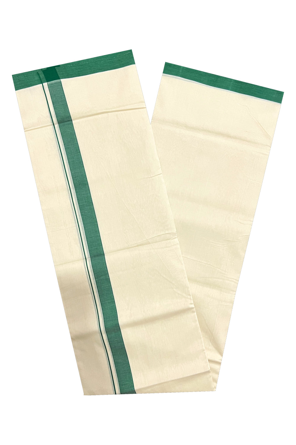 Southloom Super Premium Unakkupaavu Handloom Double Mundu with Green Border