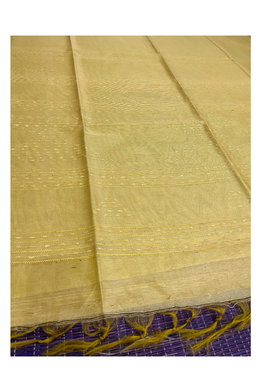 Southloom Cotton Golden Yellow Saree with Designer Thread works on Body