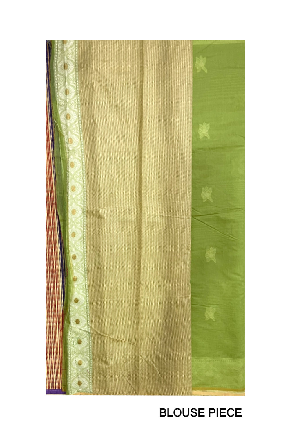 Southloom Cotton Green Saree with White Woven Designs on Border