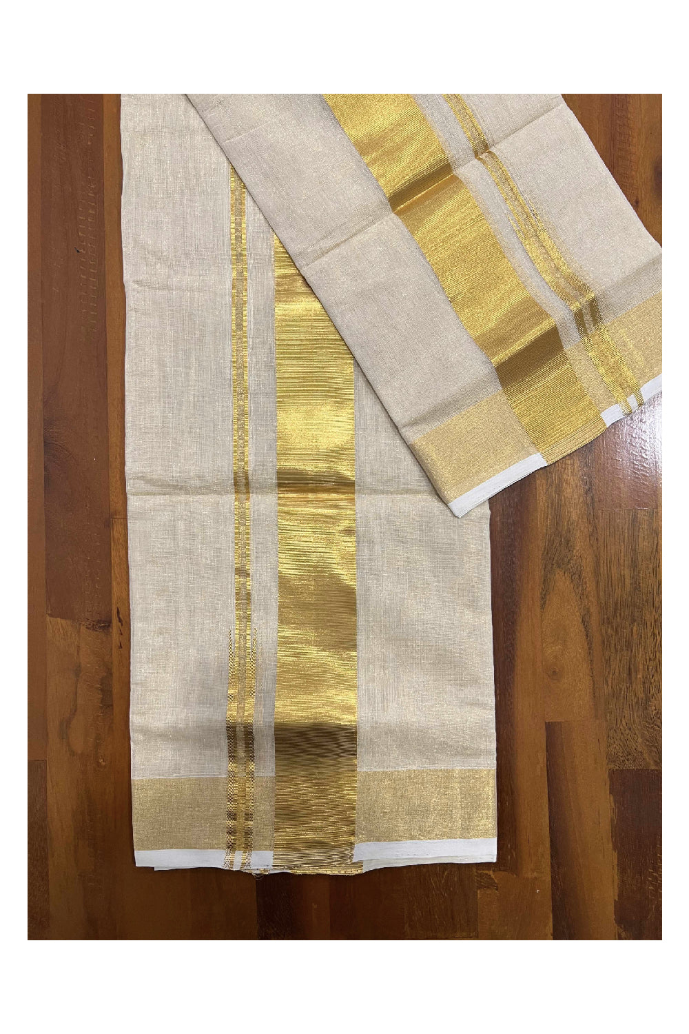 Southloom Premium Tissue Single Mundum Neriyathum (Set Mundu) with 2 inch Border 2.80 Mtrs