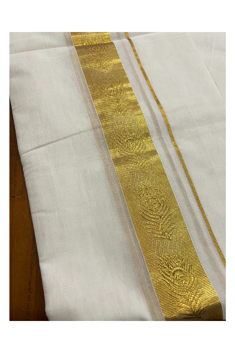 Southloom Premium Handloom Pure Cotton Wedding Mundu with Kasavu Woven Kara (South Indian Dhoti)