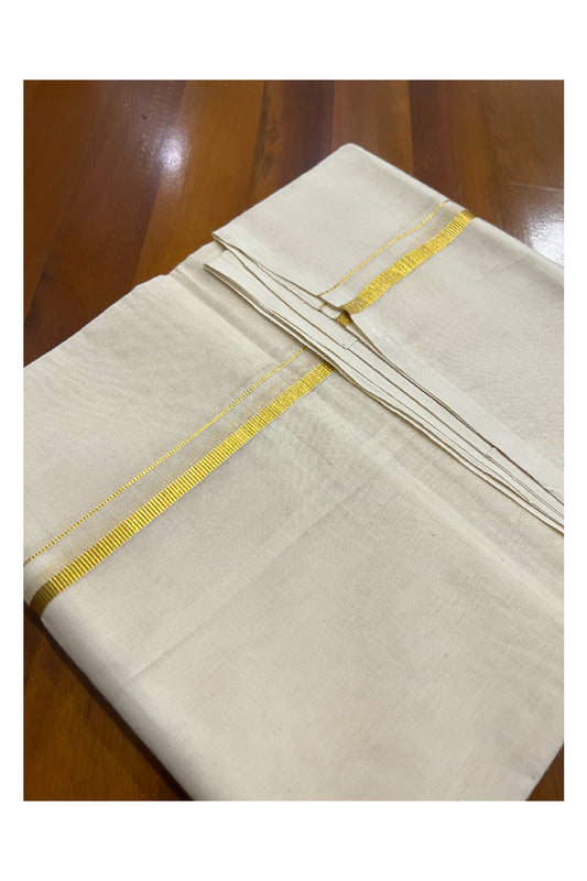 Off White Cotton Mundu with 1/4 inch Kasavu Kara (White Border in Botton Portion)