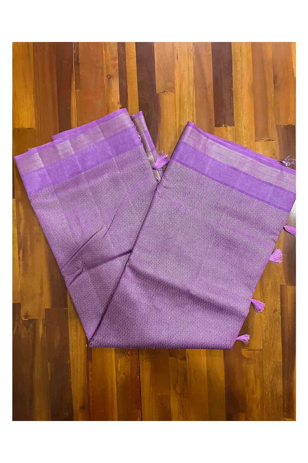 Southloom Semi Tussar Violet Thread Work Designer Saree