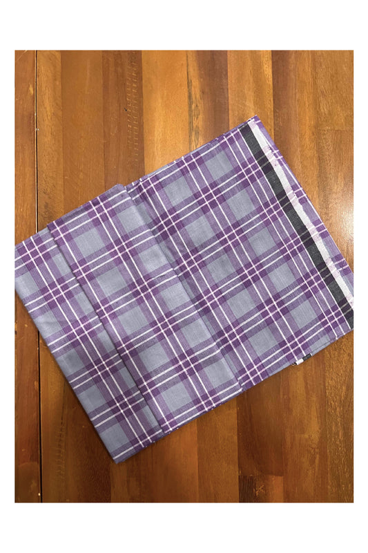 Southloom Premium Handloom Borderless Grey Violet Checkered Single Mundu (Lungi)