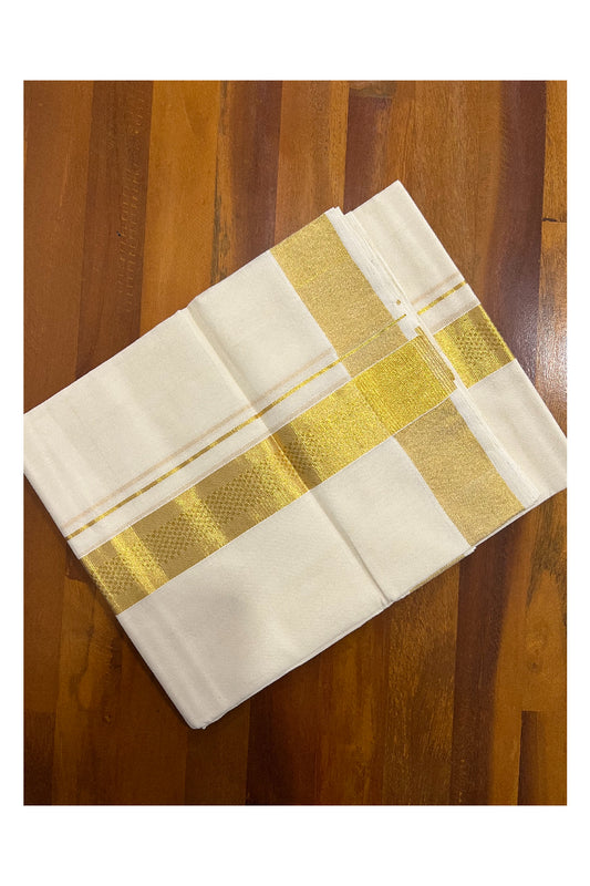 Southloom Balaramapuram Handloom Pure Cotton Wedding Mundu with Kasavu Woven Design Border (South Indian Dhoti)