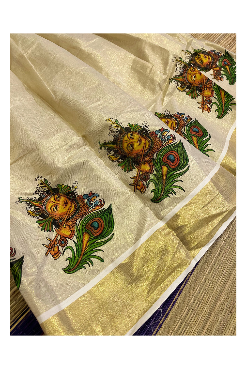 Southloom Kerala Pavada Blouse with Krishna Mural Design (Age - 7 Year)