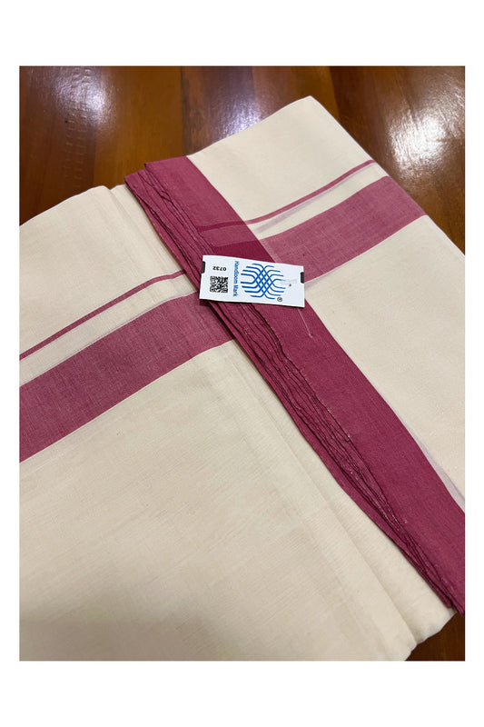 Southloom Super Premium Unakkupaavu Handloom Double Mundu with Red Border