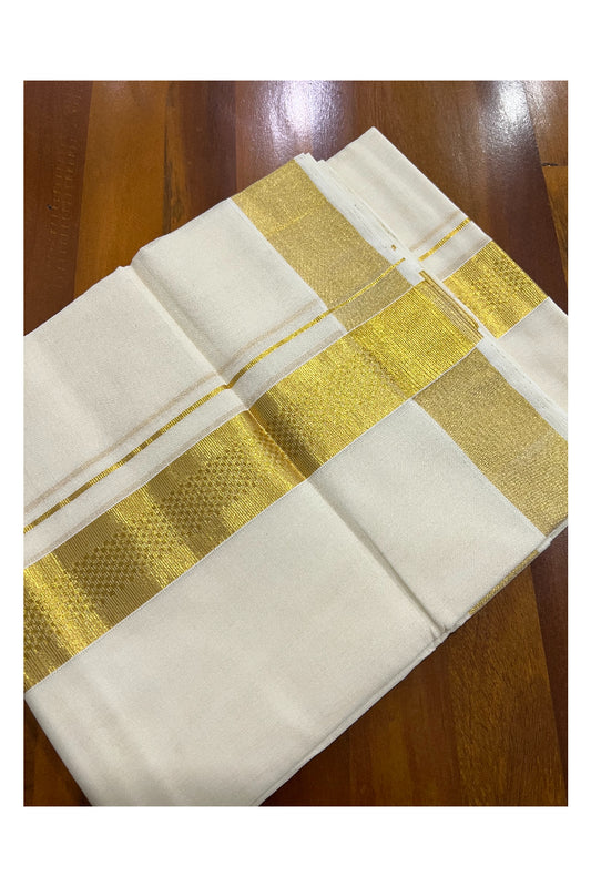 Southloom Balaramapuram Handloom Pure Cotton Wedding Mundu with Kasavu Woven Design Border (South Indian Dhoti)