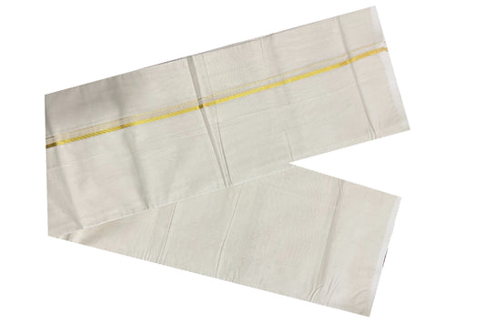 Off White Cotton Mundu with 1/4 inch Kasavu Kara (White Border in Botton Portion)