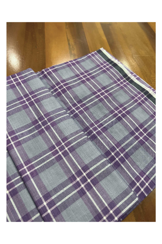 Southloom Premium Handloom Borderless Grey Violet Checkered Single Mundu (Lungi)