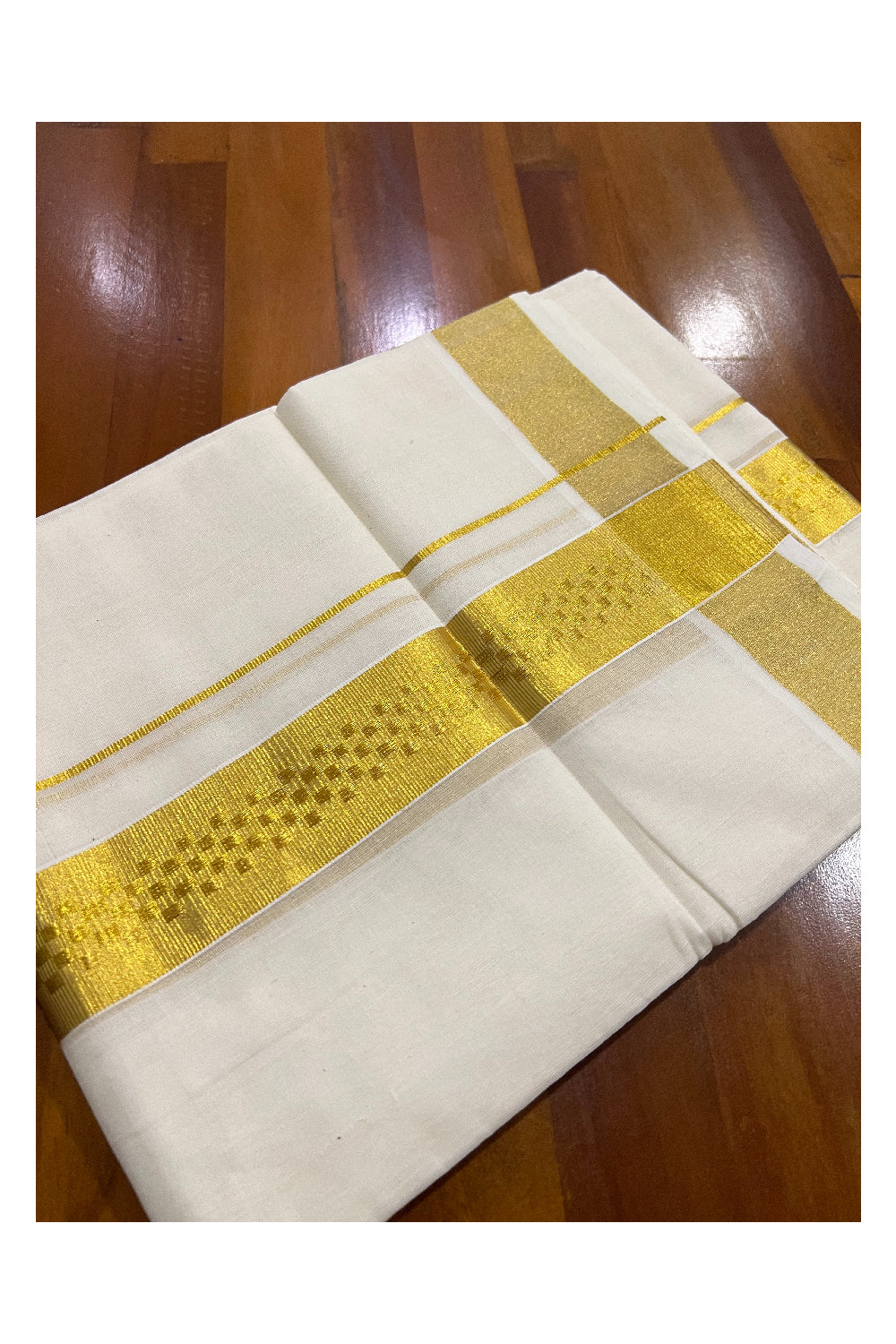 Southloom Premium Handloom Pure Cotton Wedding Mundu with Kasavu Paa Neythu Kara (South Indian Dhoti)