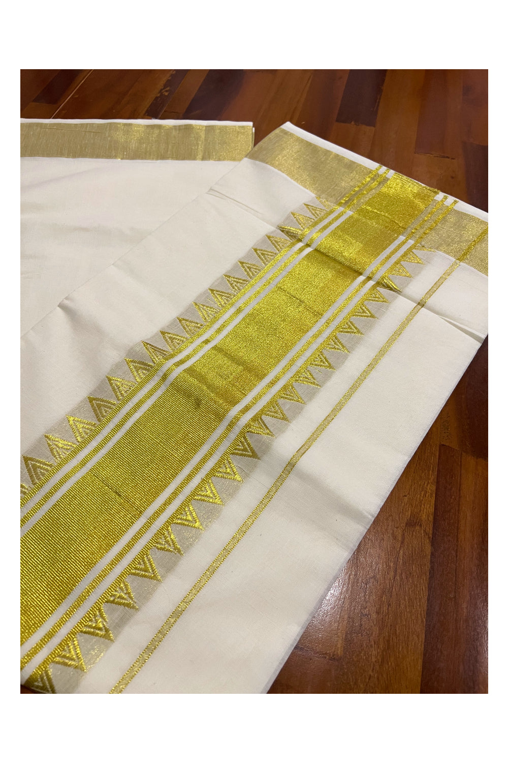 Pure Cotton Kerala Saree with Kasavu Temple Woven Works on Pallu