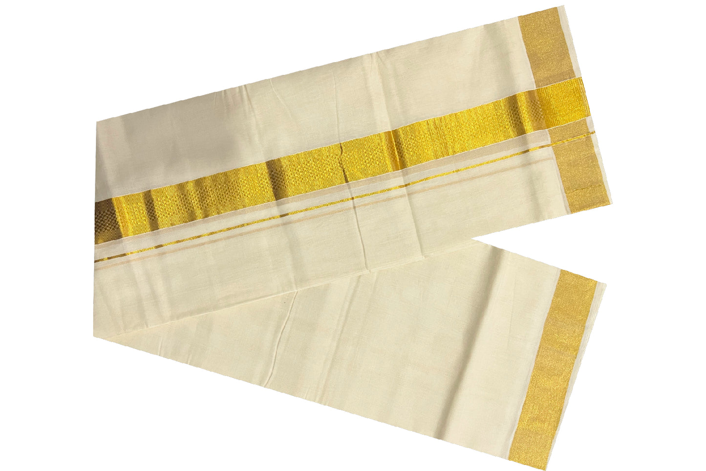 Southloom Balaramapuram Handloom Pure Cotton Wedding Mundu with Kasavu Woven Design Border (South Indian Dhoti)