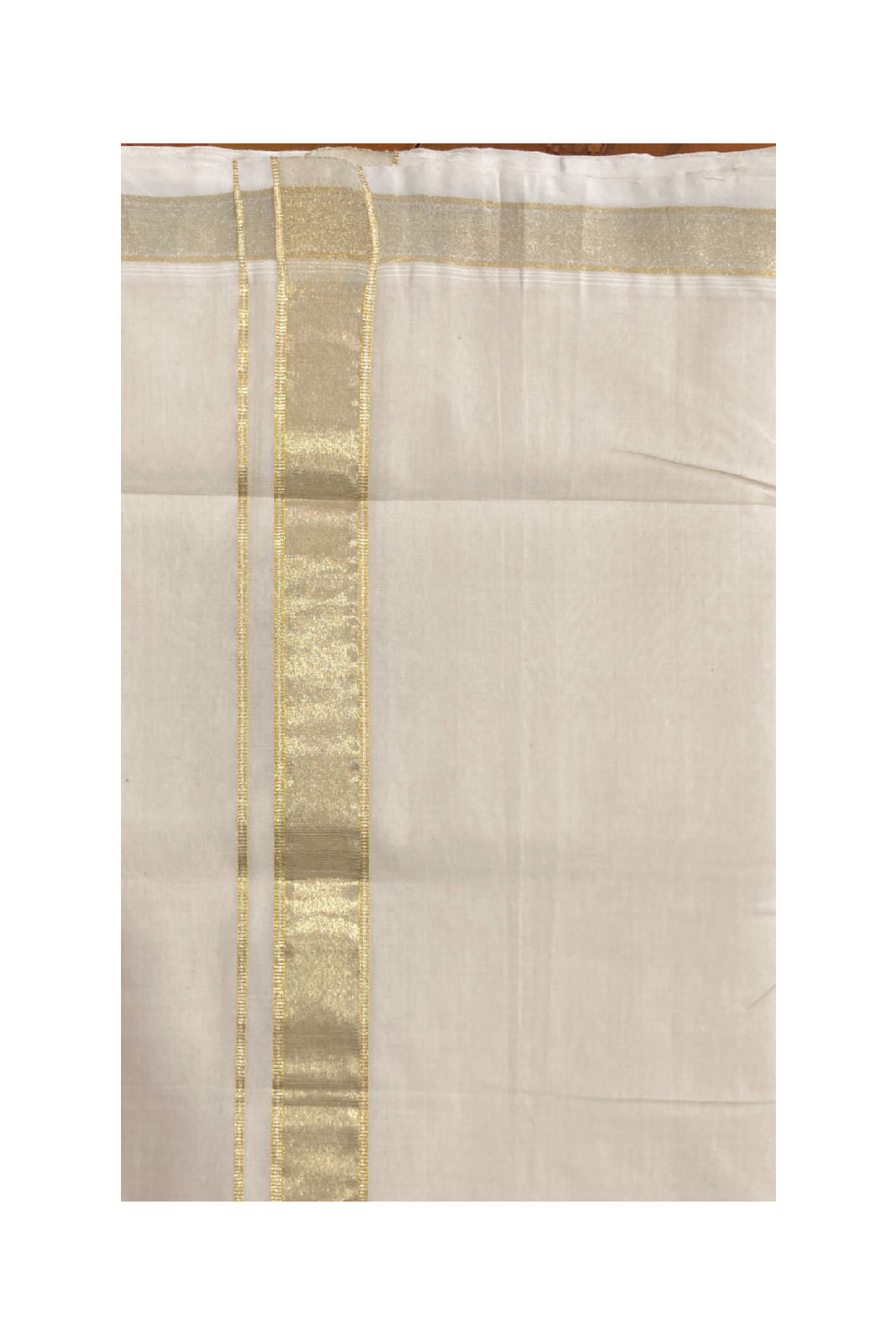 Southloom Balaramapuram Unakkupaavu Premium Wedding Handloom Mundu with Silver and Golden Kasavu Border