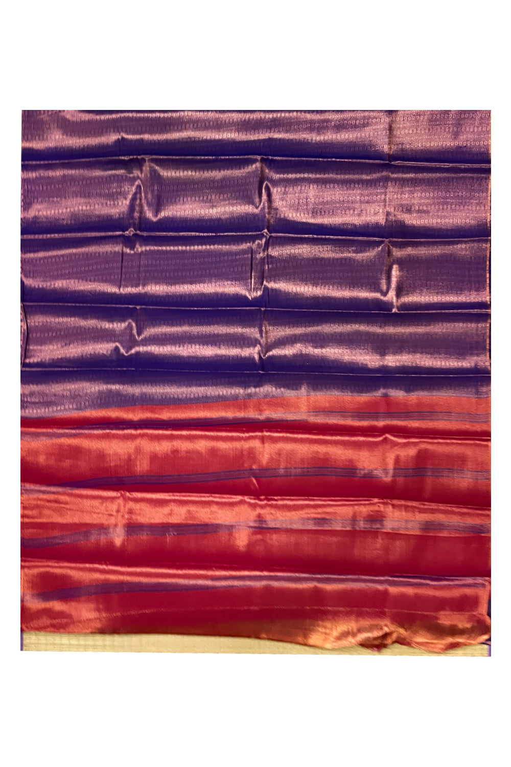 Southloom Cotton Silk Violet Designer Saree with Copper Zari Motifs and Red Pallu