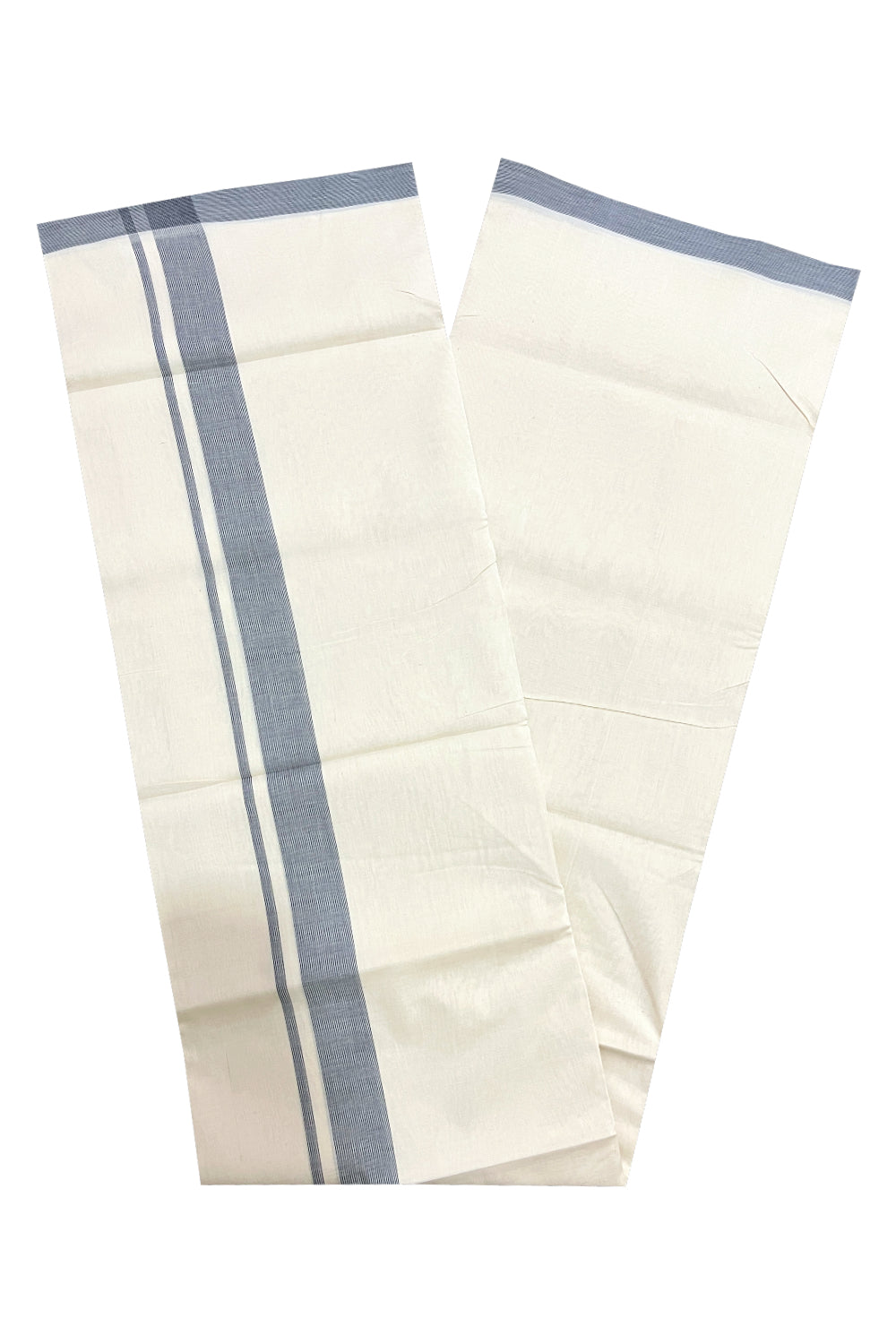 Southloom Premium Unakkupaavu Handloom Mundu with Black Lines Border (South Indian Kerala Dhoti)