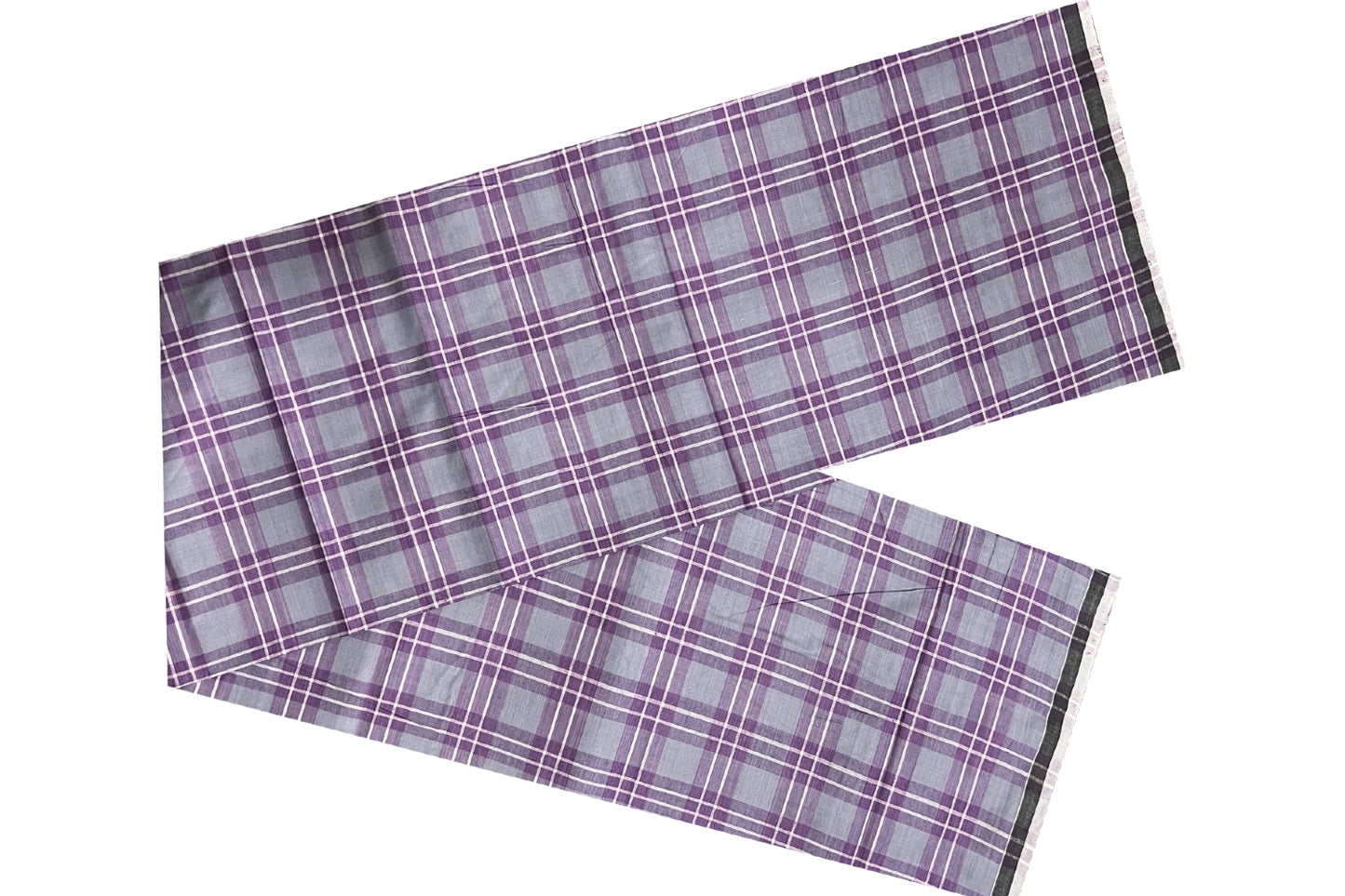 Southloom Premium Handloom Borderless Grey Violet Checkered Single Mundu (Lungi)