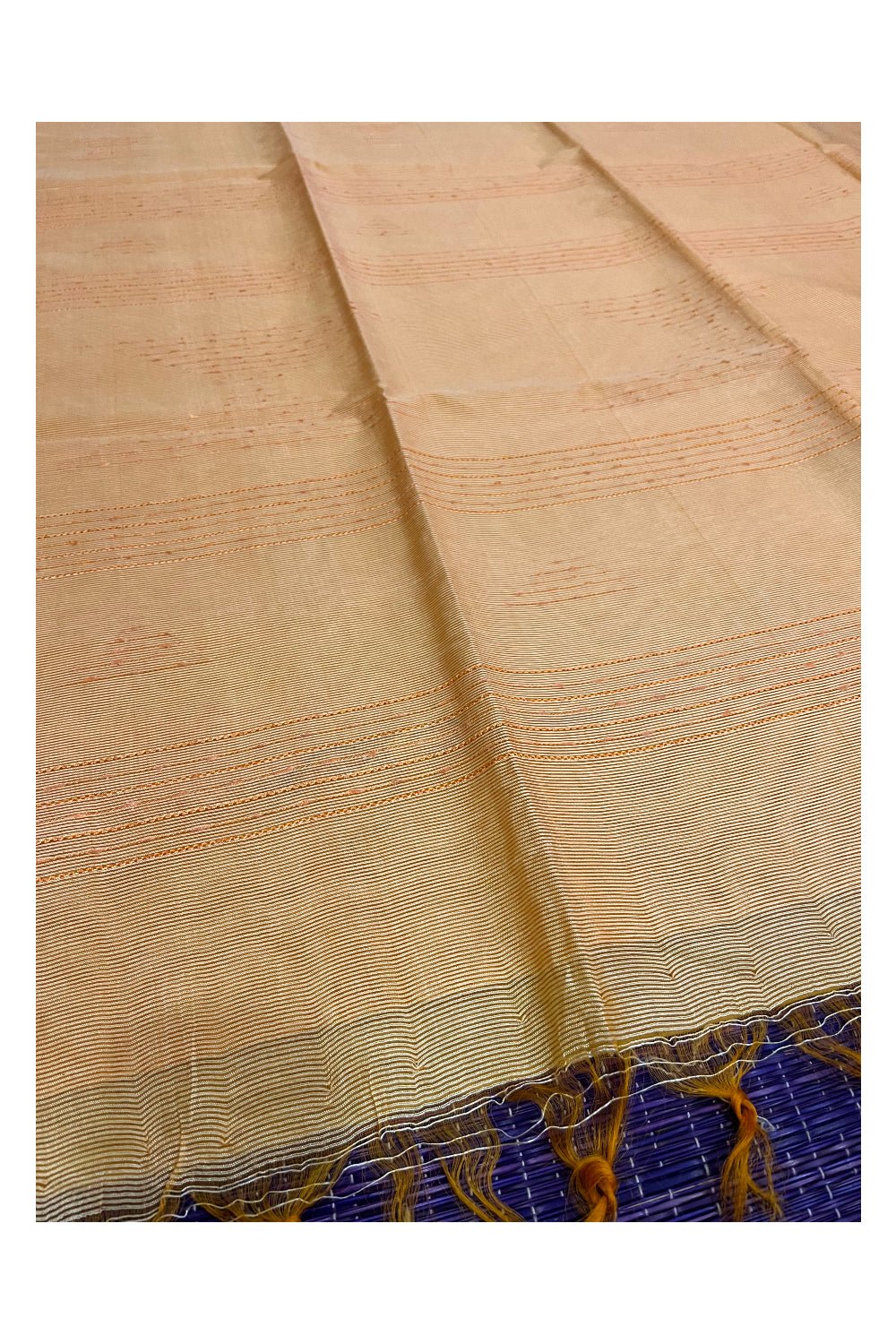 Southloom Cotton Orange Saree with Designer Thread works on Body