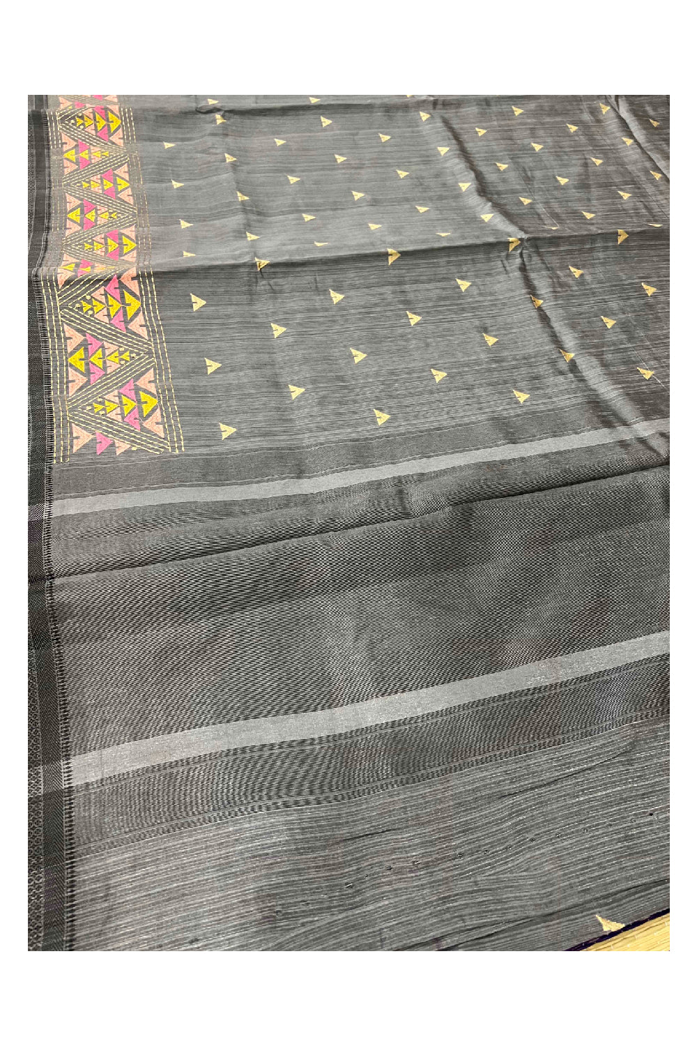 Southloom Grey Semi Silk Designer Saree with Butta Works