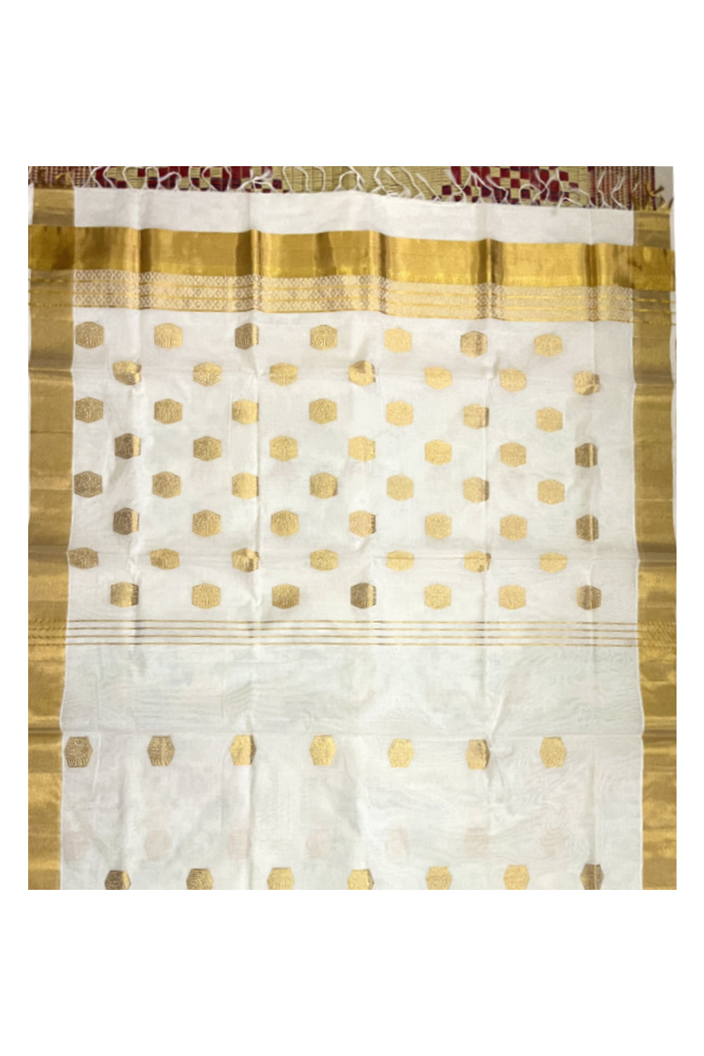 Southloom Premium Handloom Cotton Kasavu Saree with Heavy Woven Works