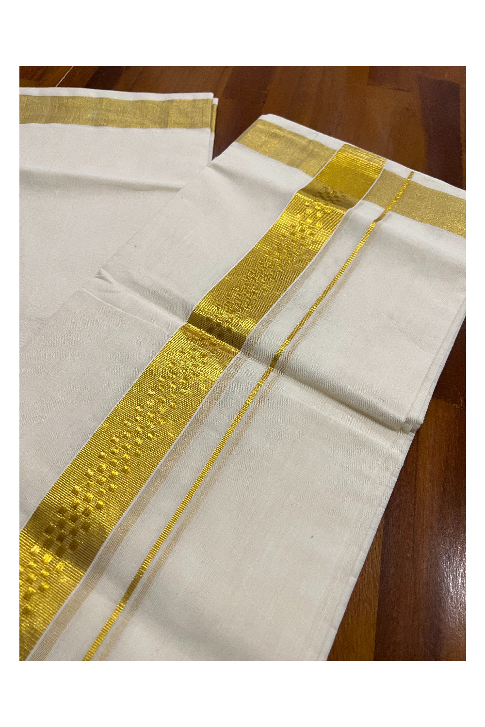 Southloom Premium Handloom Pure Cotton Wedding Mundu with Kasavu Paa Neythu Kara (South Indian Dhoti)