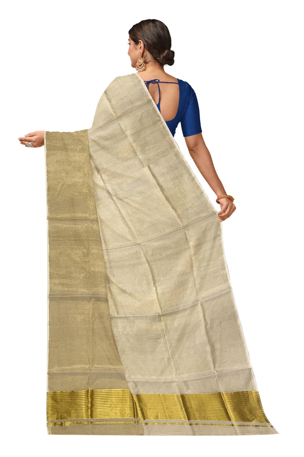 Southloom™ Premium Handloom Tissue Half & Half Kerala Saree (Clearance Sale)