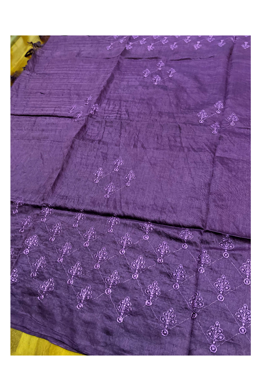 Southloom™ Semi Jute Churidar Salwar Suit Material in Violet Bead work Design