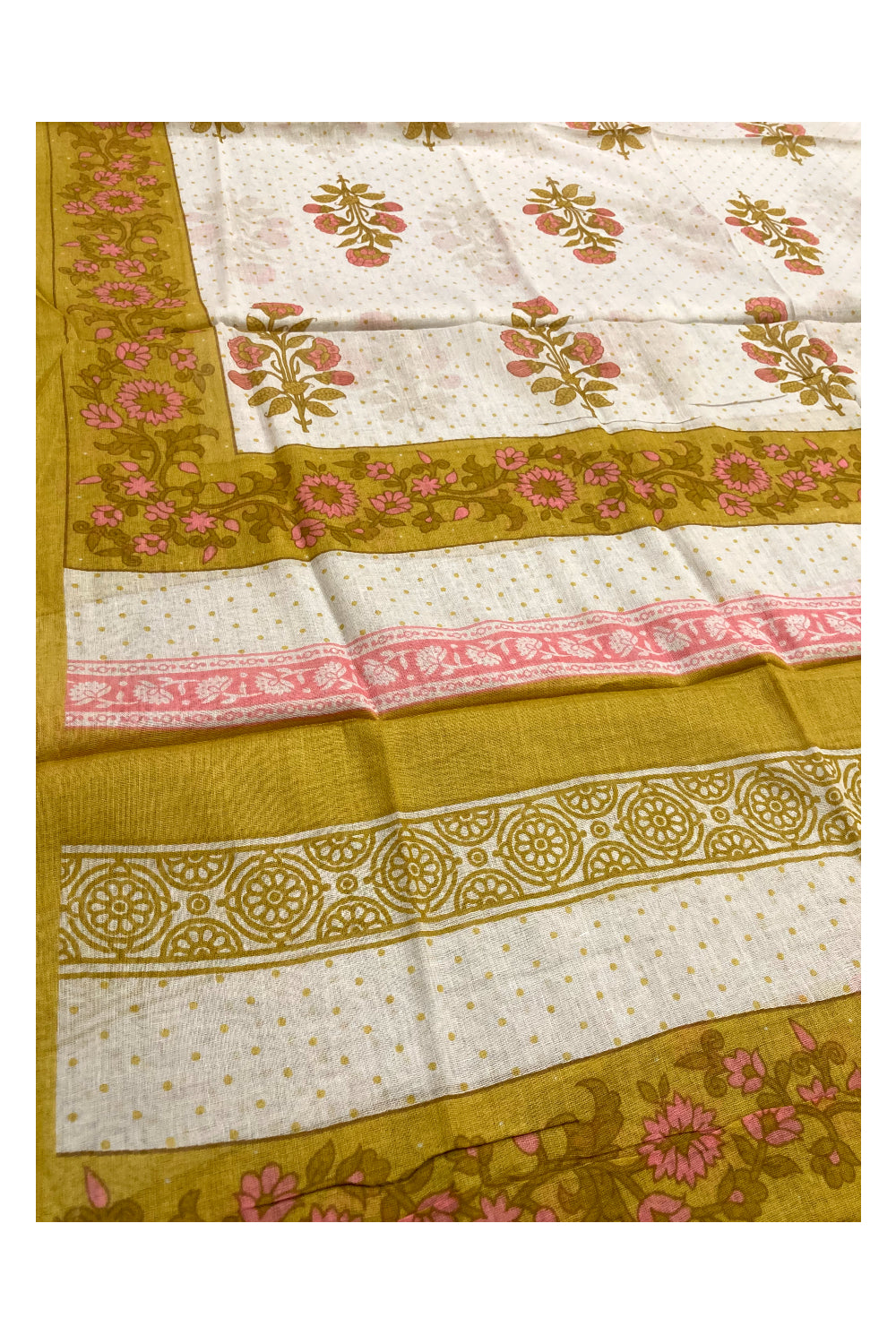 Southloom™ Cotton Churidar Salwar Suit Material in Yellow Floral Printed Design