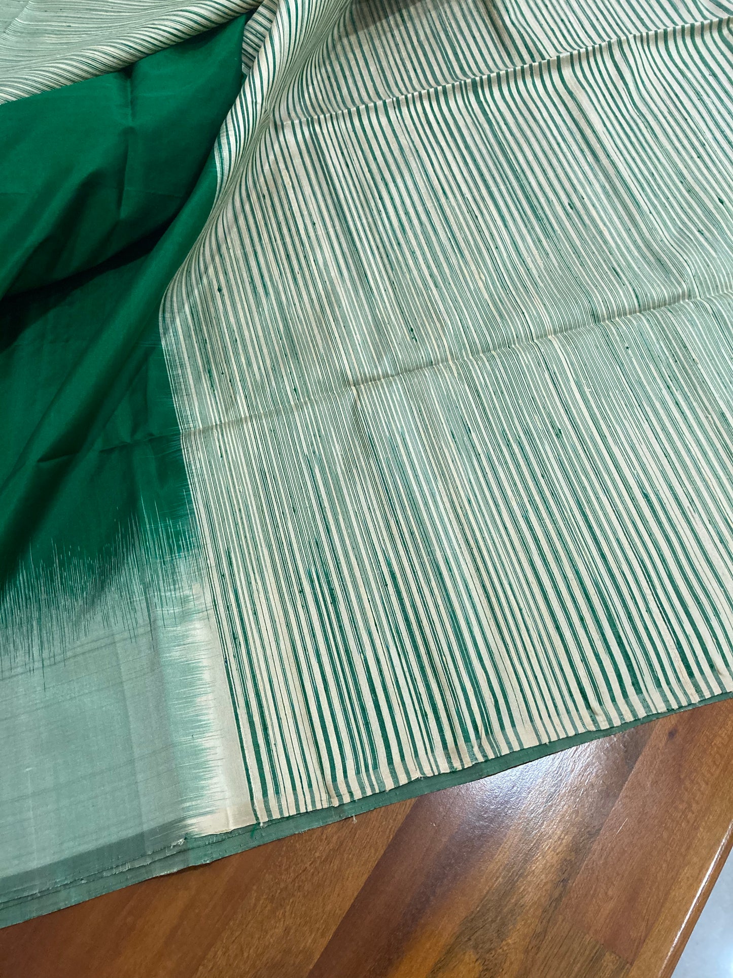 Southloom Handloom Pure Silk Kanchipuram Saree in Green and Beige