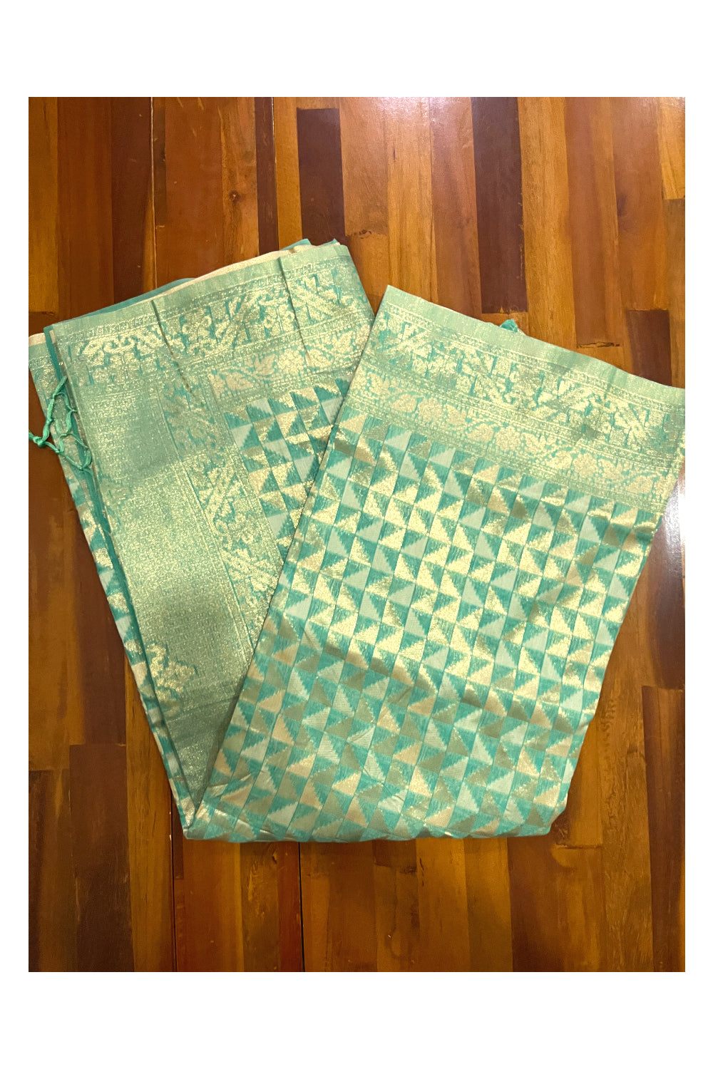 Southloom Cotton Green Brocade Designer Saree