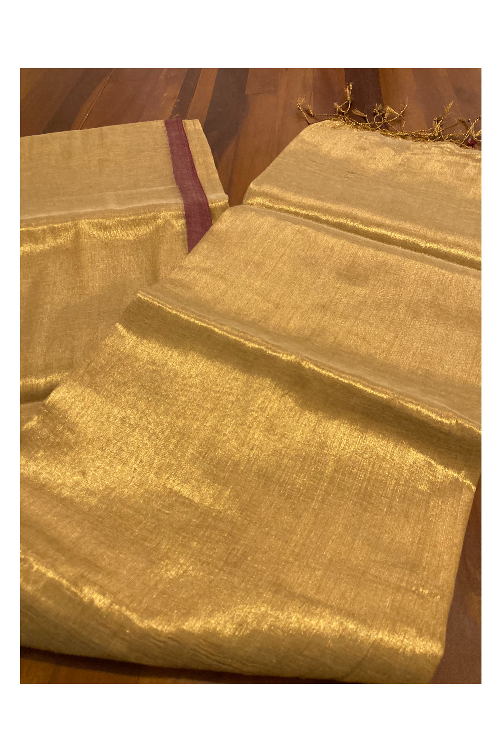 Southloom Yellow Tissue Designer Saree with Tassels work