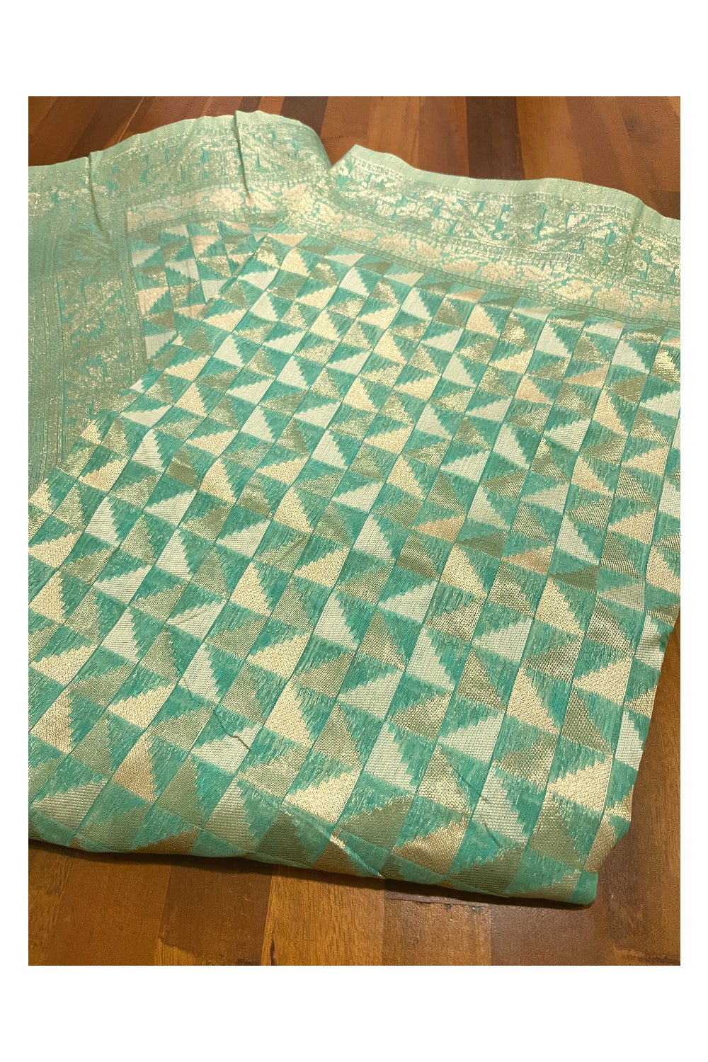 Southloom Cotton Green Brocade Designer Saree