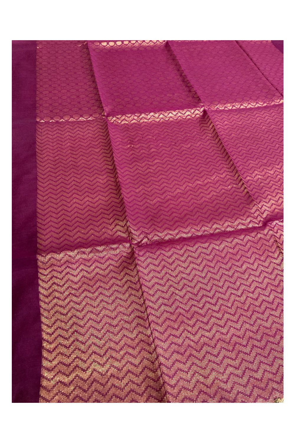 Southloom Cotton Kasavu Designer Woven Works in Magenta Saree