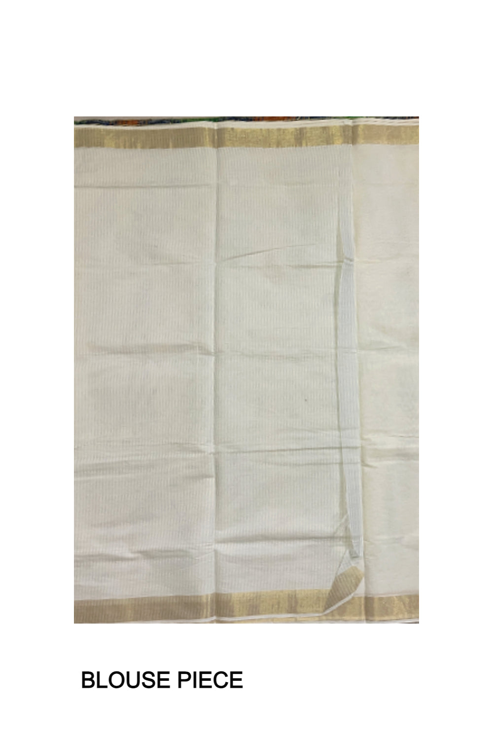 Pure Cotton Off White Kerala Saree with Light Blue Pallu and Lines Design Running Blouse Piece (Onam Saree 2023)