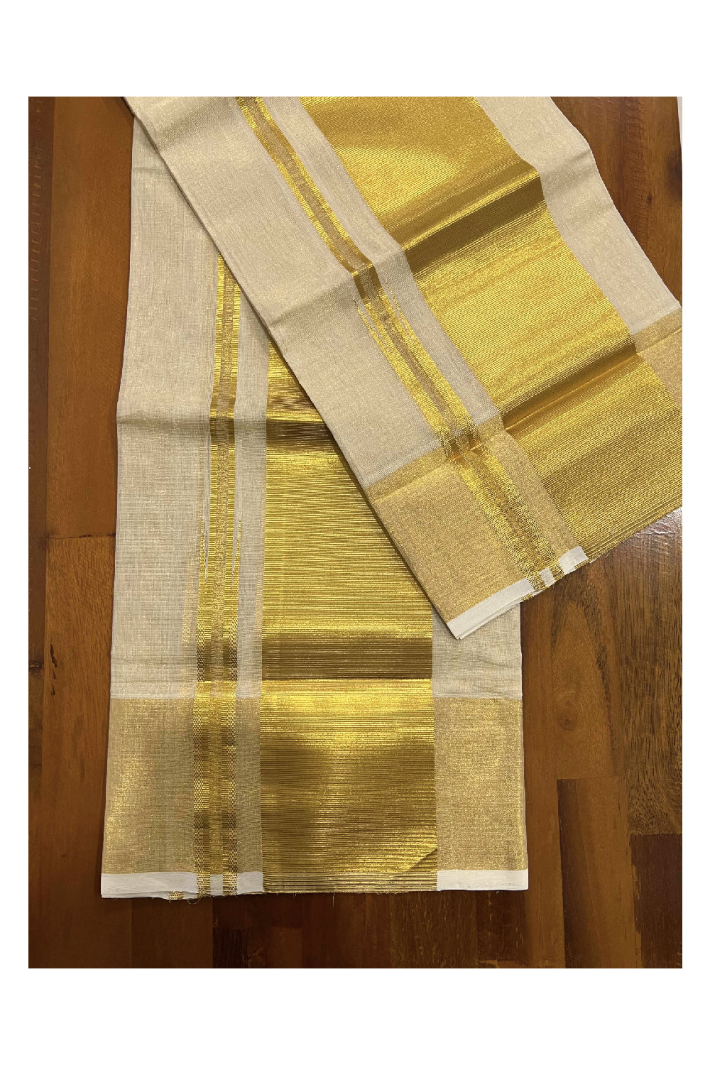 Southloom Premium Handloom Tissue Single Mundum Neriyathum (Set Mundu) with 4 inch Border 2.80 Mtrs