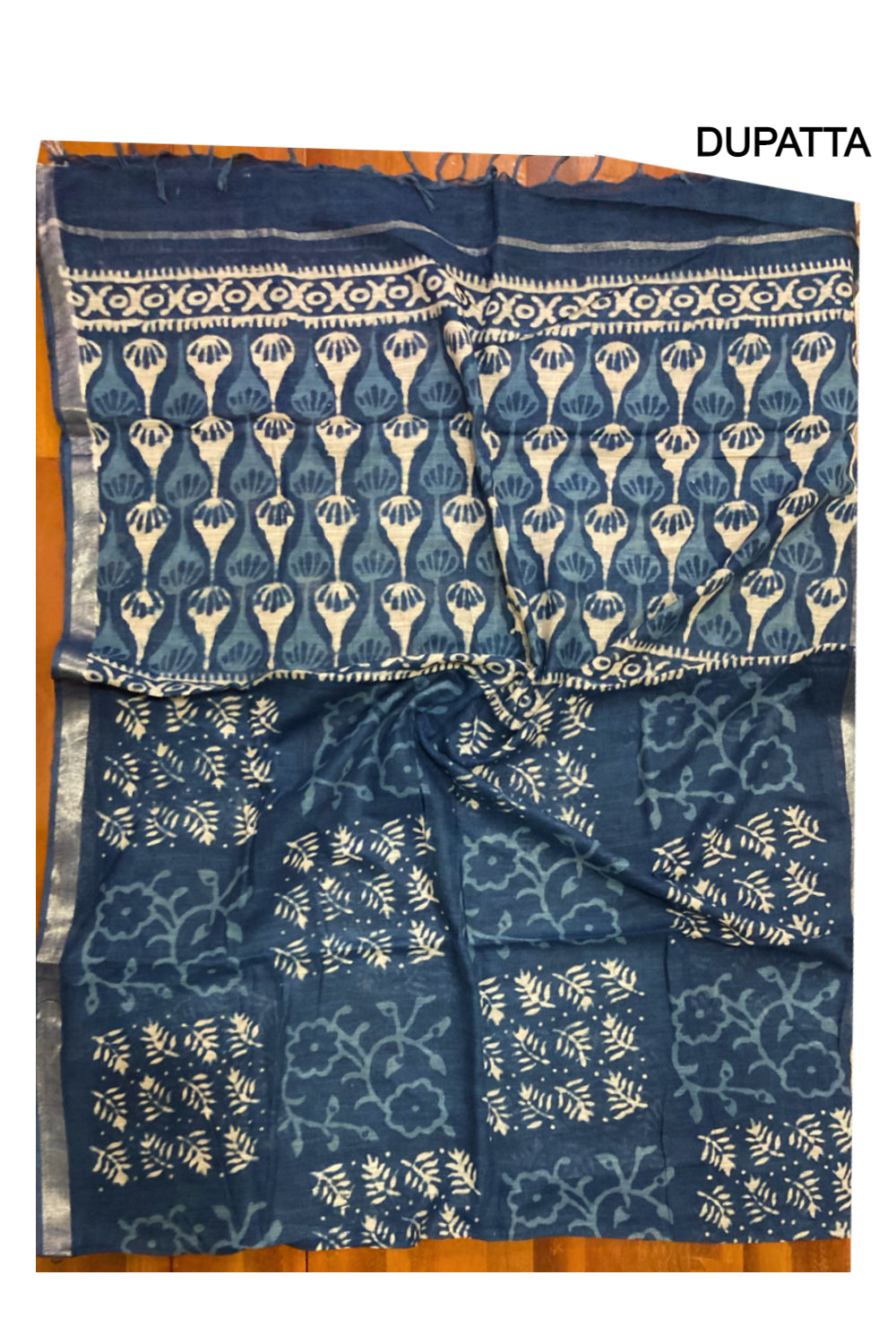 Southloom™ Cotton Churidar Salwar Suit Material in Blue White Printed Design