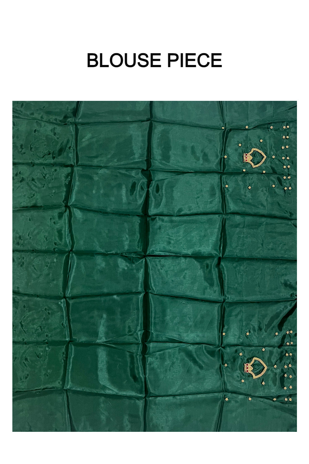 Kerala Tissue Kasavu Saree with Bead Work Design and Green Blouse Piece