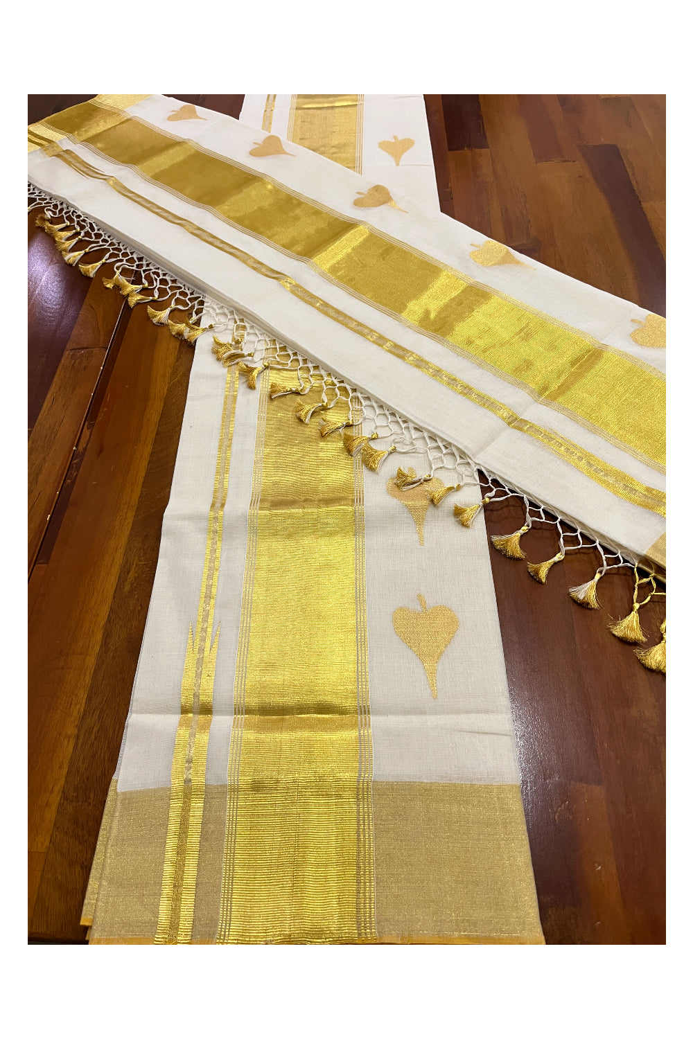 Southloom Super Premium Balaramapuram Handloom Pure Cotton Unakkupaavu Aalila Design Wedding Pudava Set Mundu 2.80 Mtrs