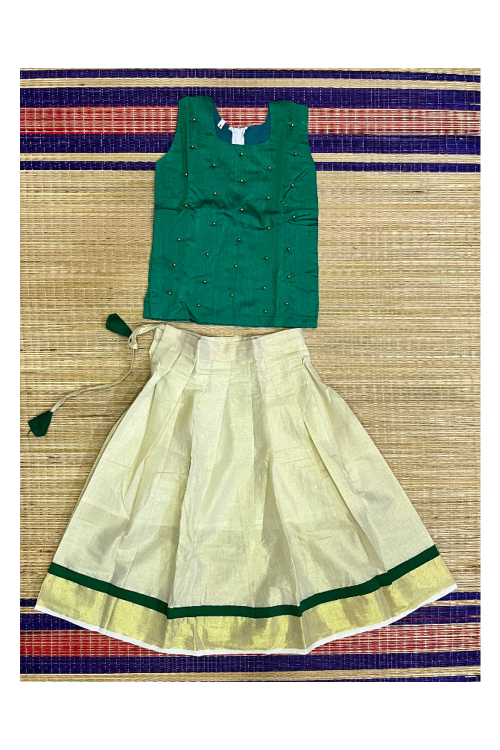 Southloom Kerala Pavada Blouse with Bead Work Design (Age - 9 Year)