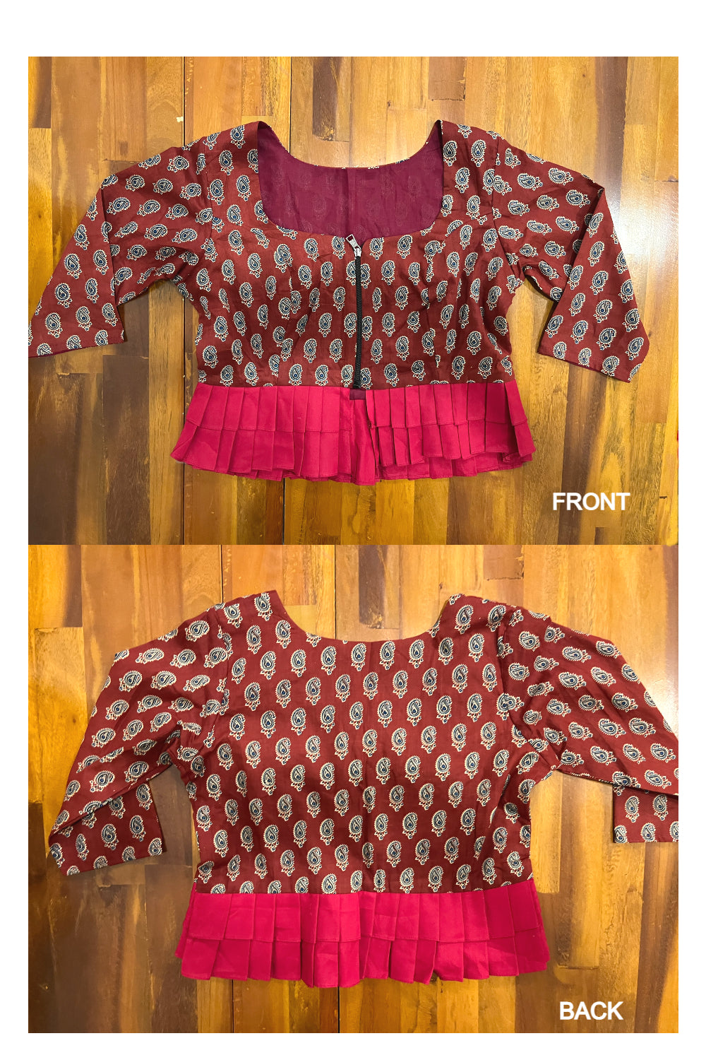 Southloom Paisley Printed Red Ready Made Blouse