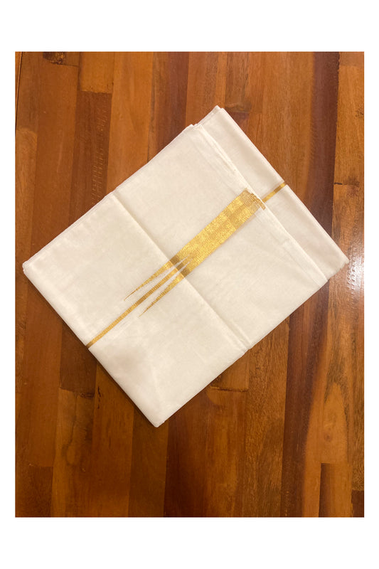 Southloom Premium Handloom Chutti Kasavu Double Mundu (South Indian Dhoti)