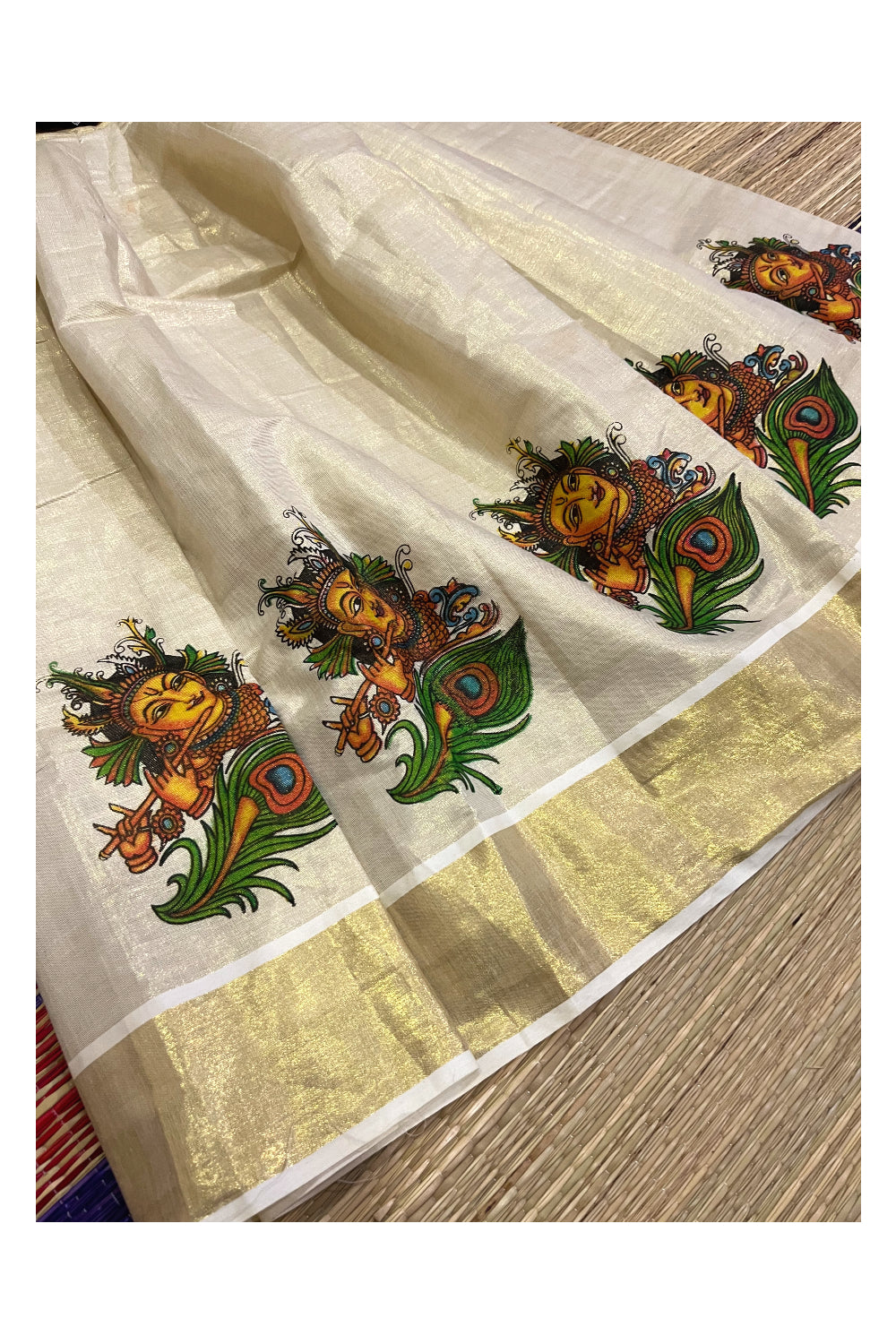 Southloom Kerala Pavada Blouse with Krishna Mural Design (Age - 7 Year)