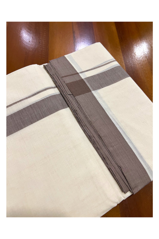 Southloom Super Premium Unakkupaavu Handloom Double Mundu with Brown Border