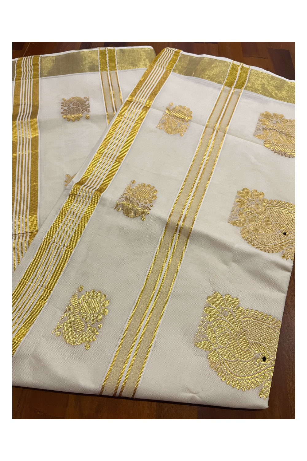 Kerala Cotton Kasavu Saree with Heavy Woven Works (Vishu Saree 2023)