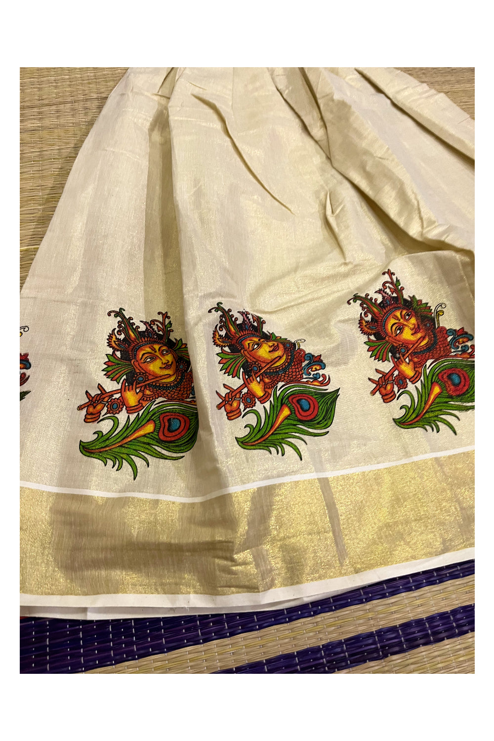 Southloom Kerala Pavada Blouse with Krishna Mural Design (Age - 10 Year)