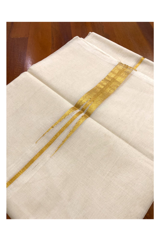 Southloom Premium Handloom Chutti Kasavu Double Mundu (South Indian Dhoti)