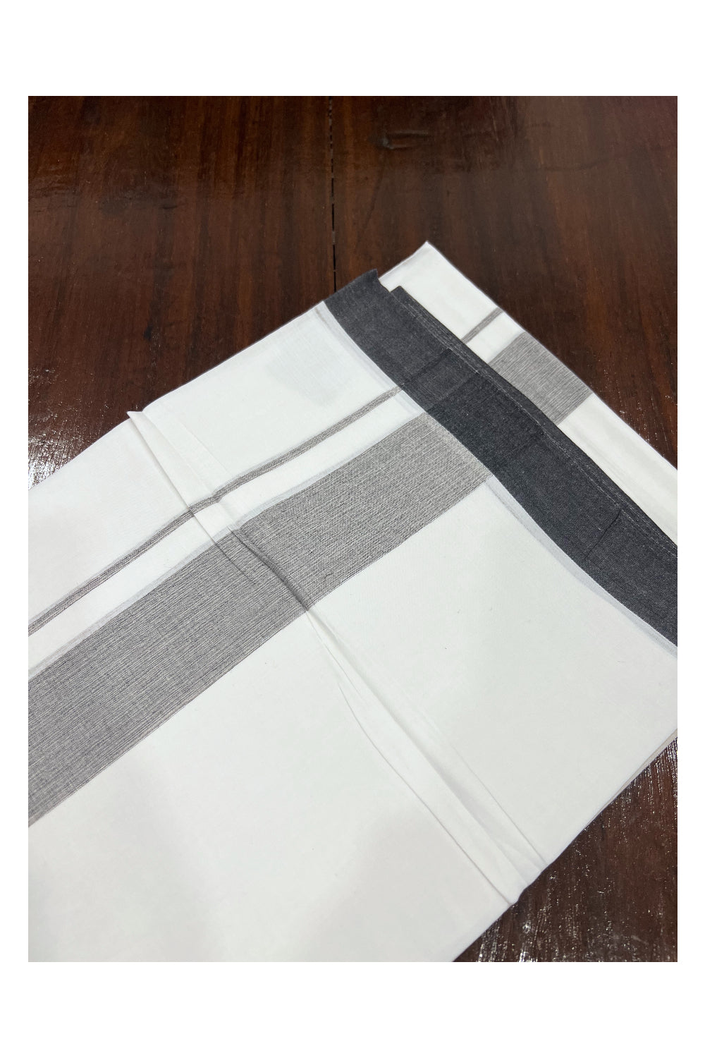 Pure White Cotton Double Mundu with Black Border (South Indian Dhoti)