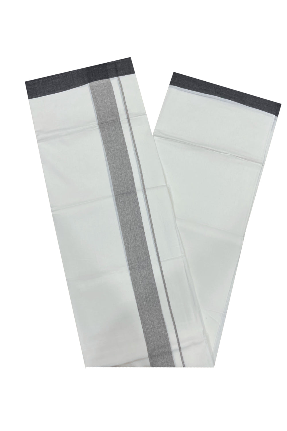 Pure White Cotton Double Mundu with Black Border (South Indian Dhoti)