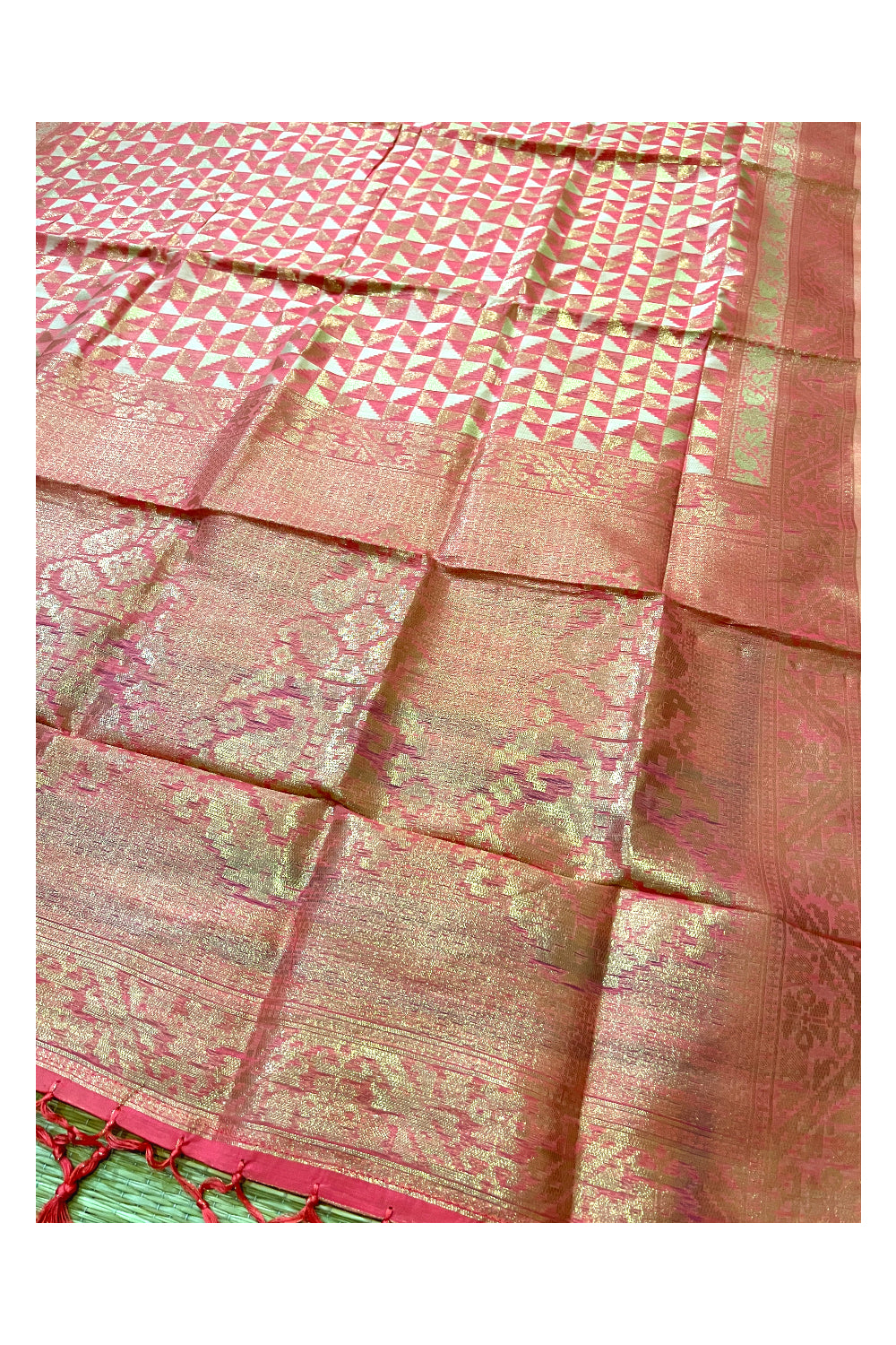 Southloom Cotton Peach Brocade Designer Saree