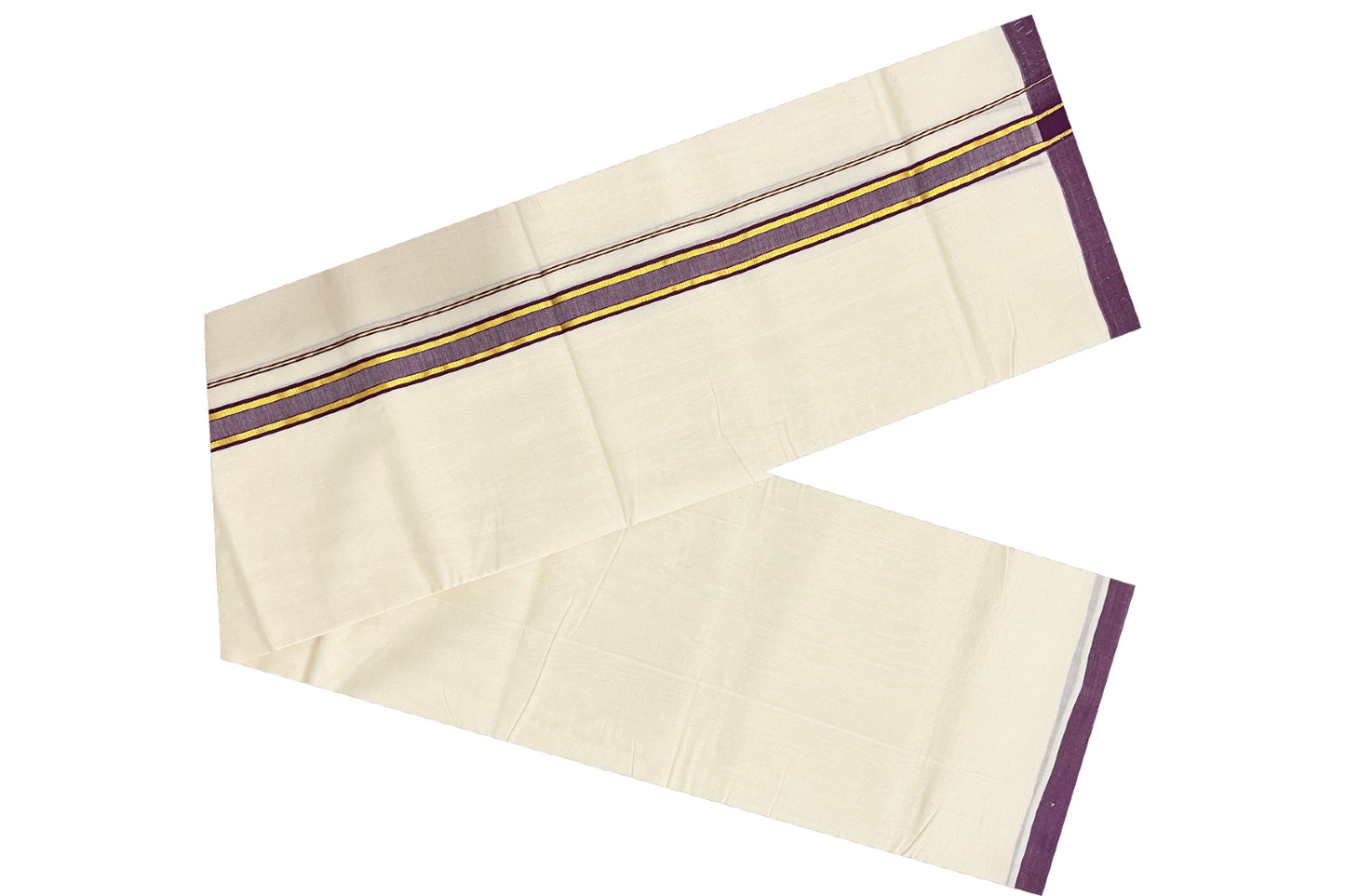 Southloom Balaramapuram Unakkupaavu Handloom Mundu with Purple and Kasavu Border